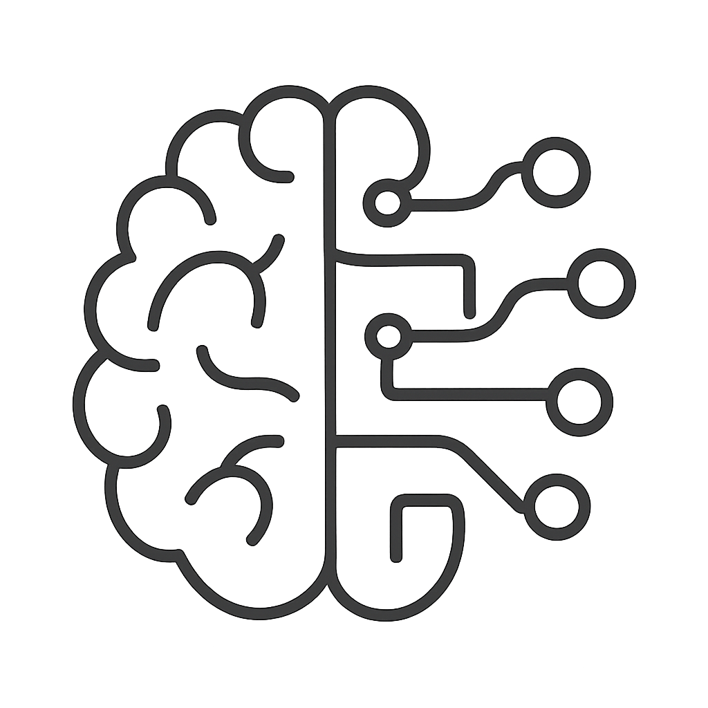 An outline of a brain with various circuits and wiring that resembles a schematic diagram.